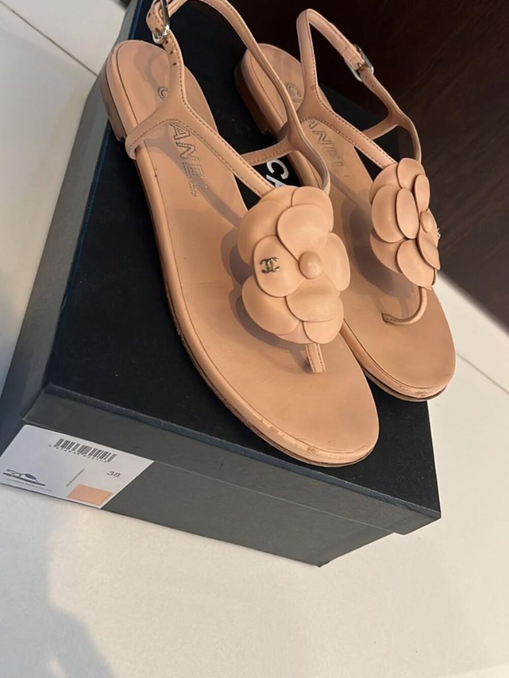 Chanel Camellia Leather Sandals